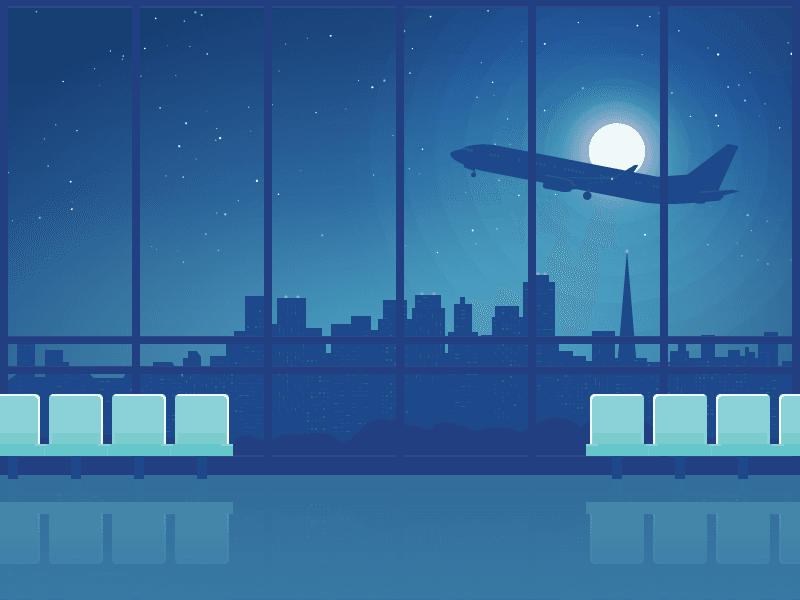 Airport night illustration