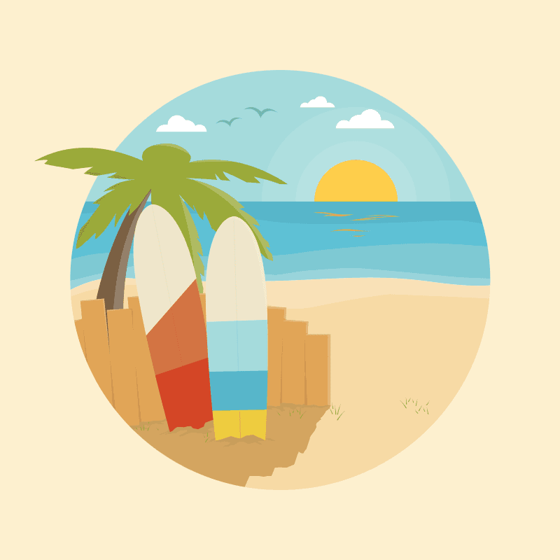 Beach sunset illustration